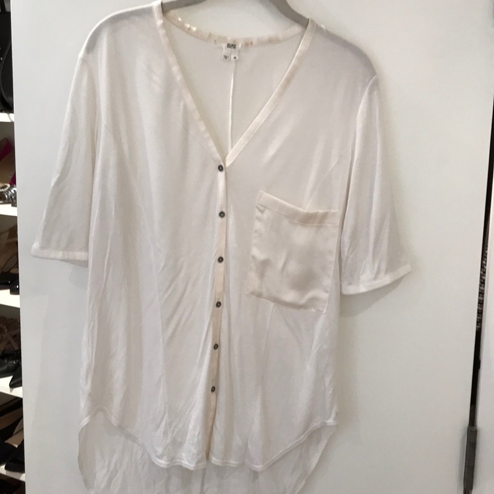 Helmut Lang white tee with silk pocket